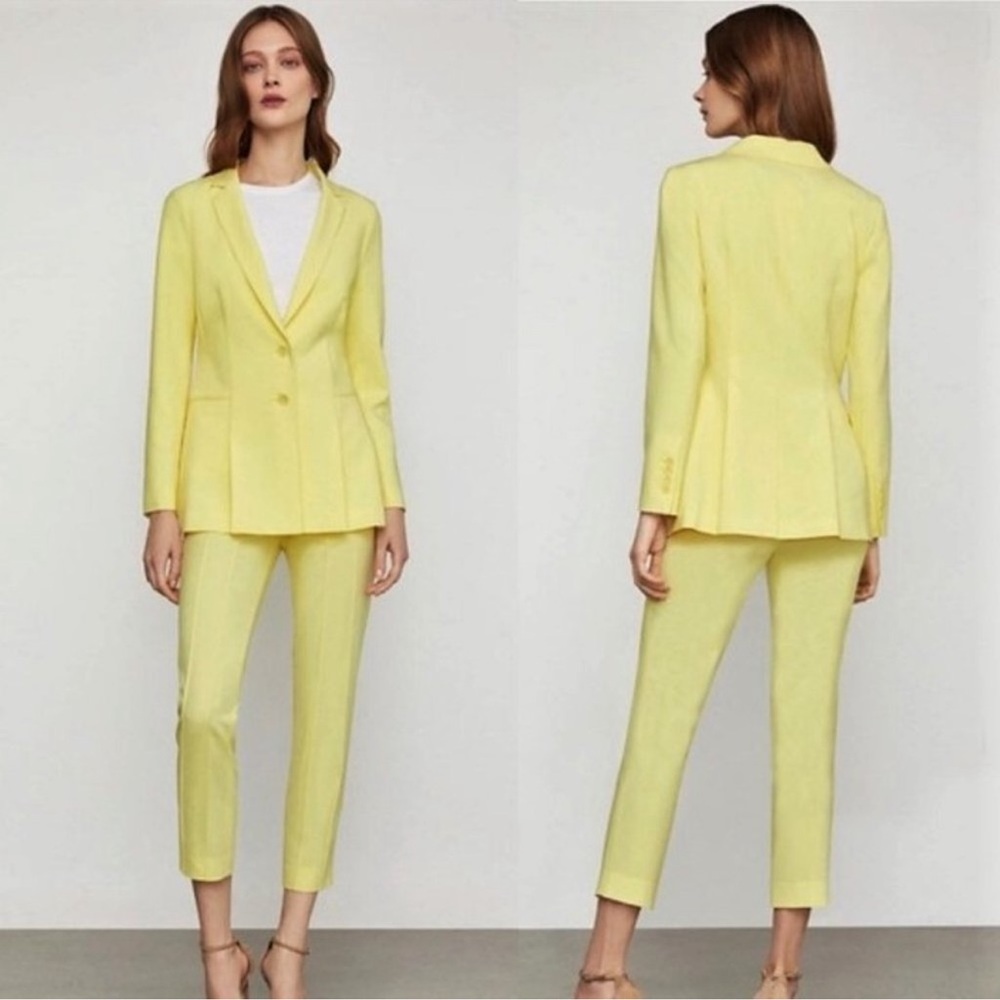 Bcbgmaxazria Yellow Blazer Structured Pleated Sil… - image 6